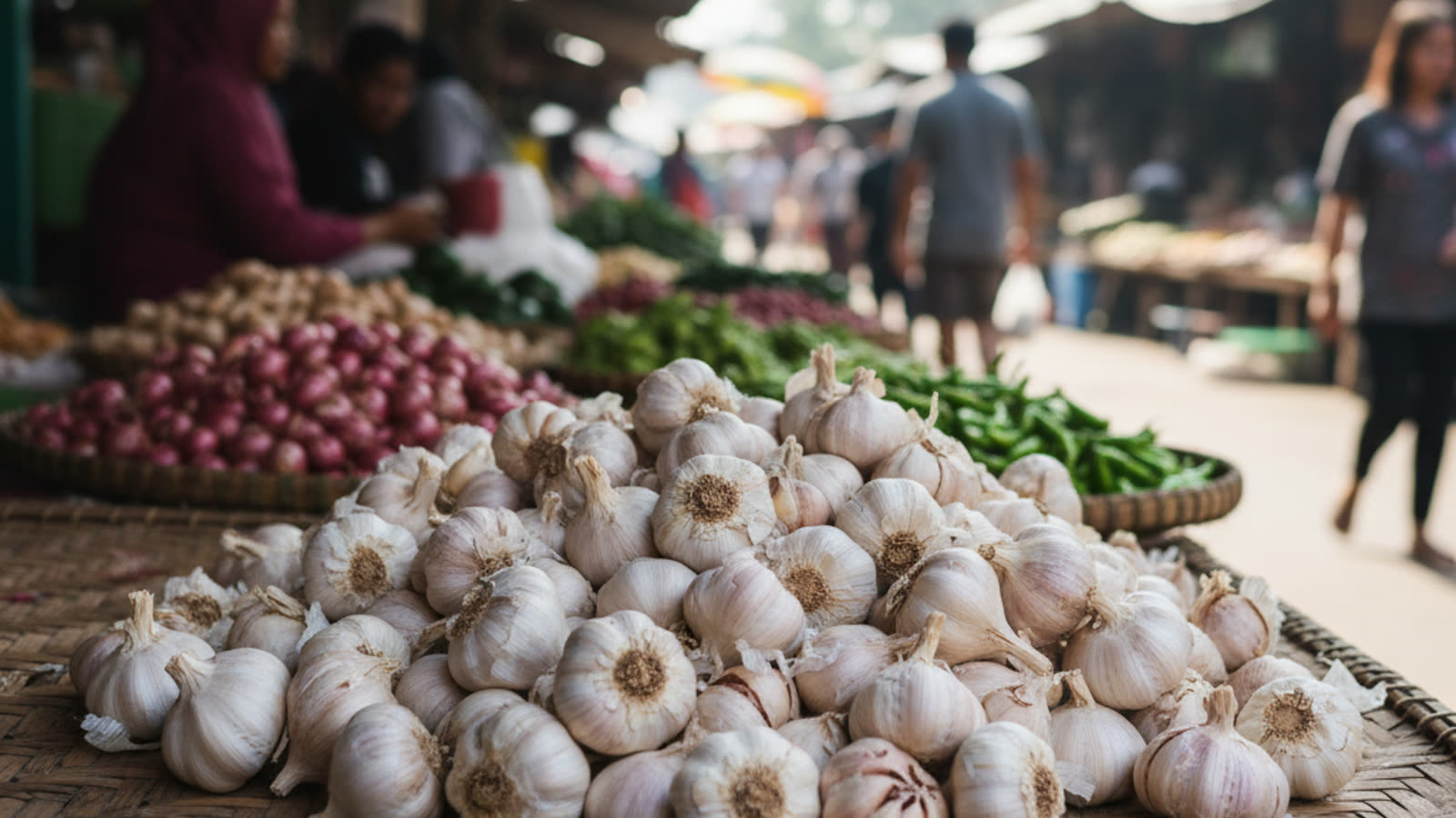 Harga Bawang Putih hari ini di Indonesia — ilustrasi suasana pasar