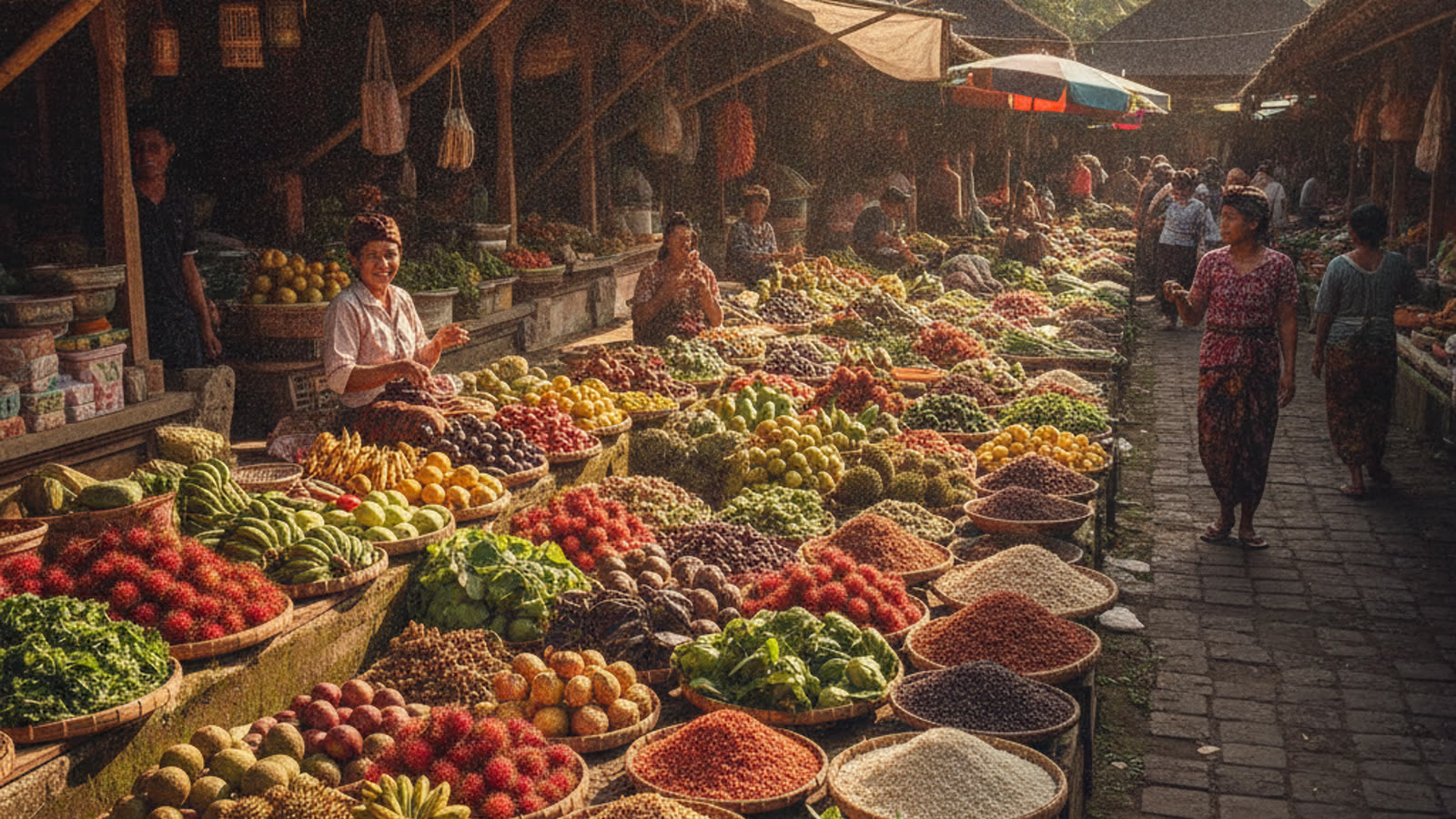 Suasana pasar tradisional di Denpasar, Bali