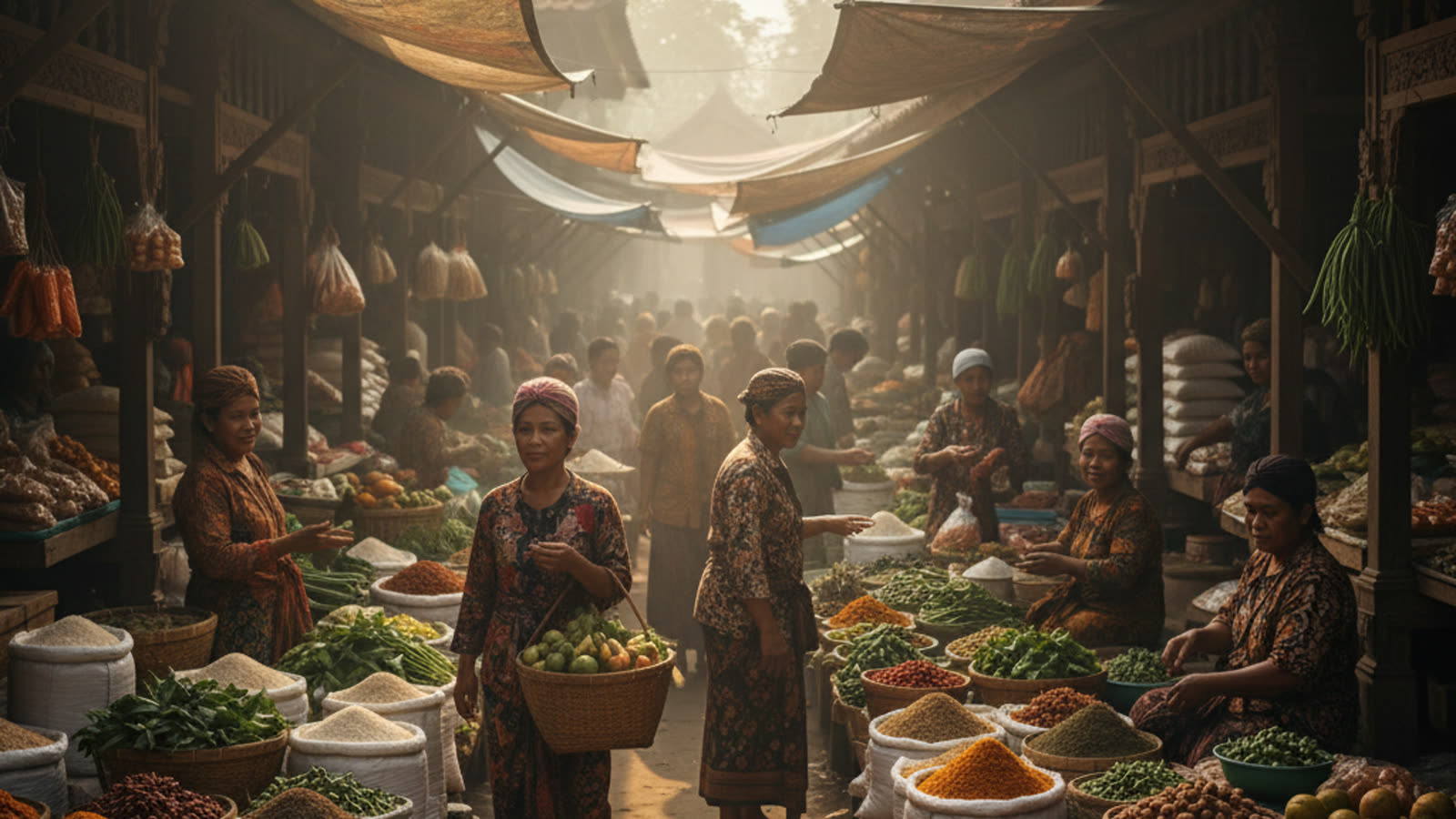 Suasana pasar tradisional di Bogor, Jawa Barat