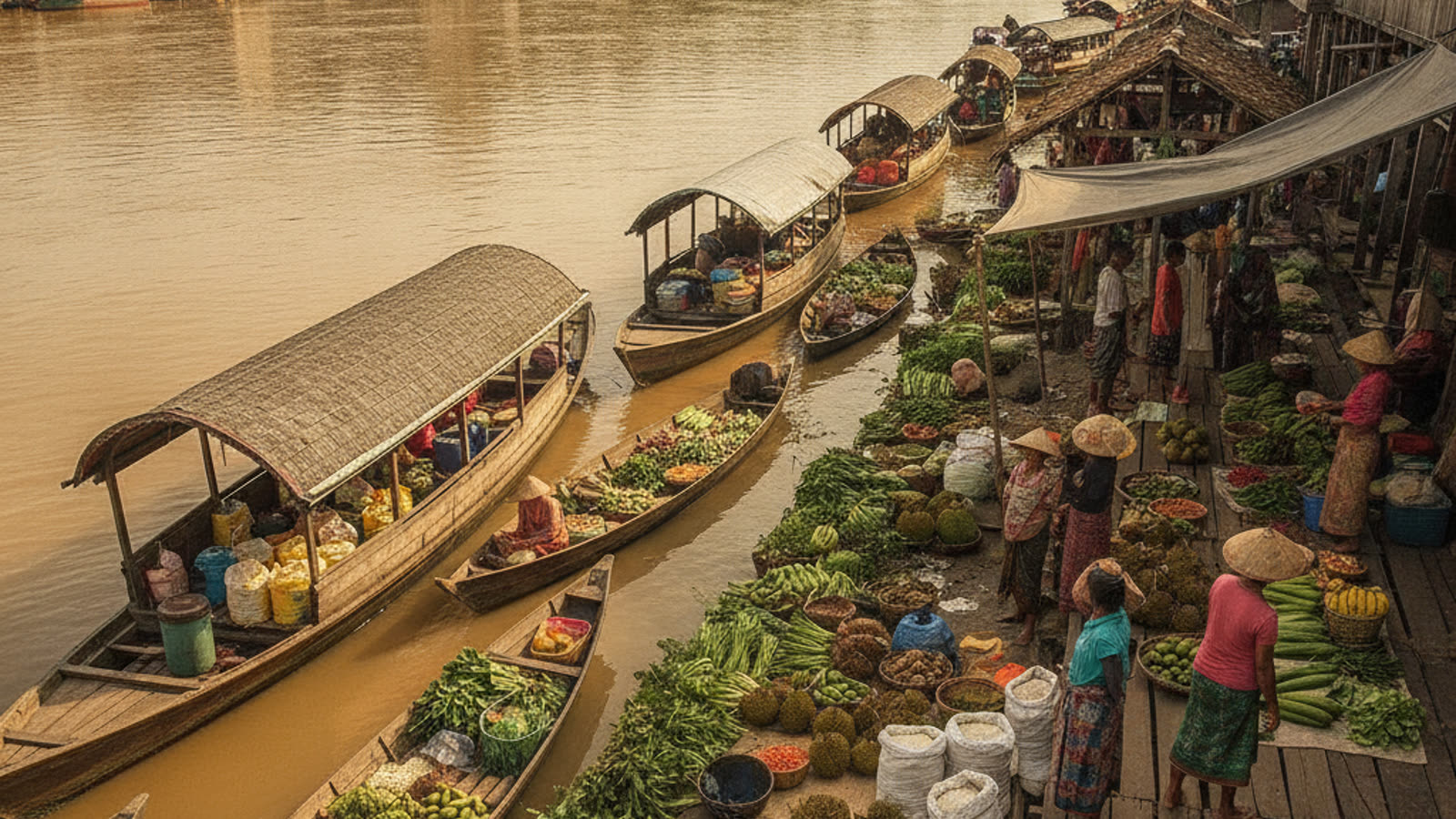 Suasana pasar tradisional di Sampit, Kalimantan Tengah