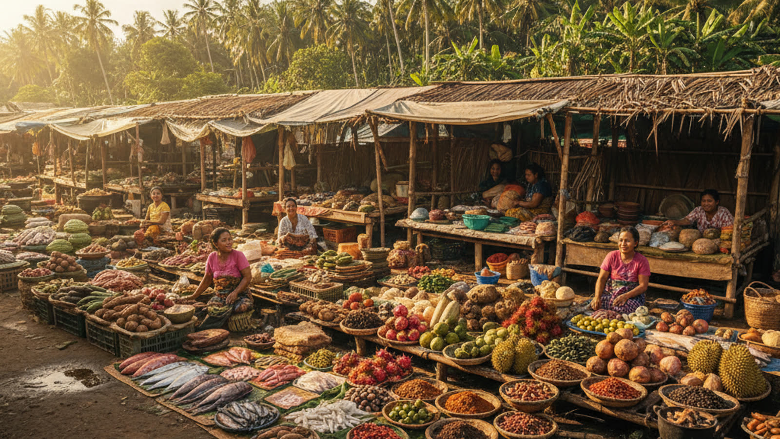 Suasana pasar tradisional di Tual, Maluku