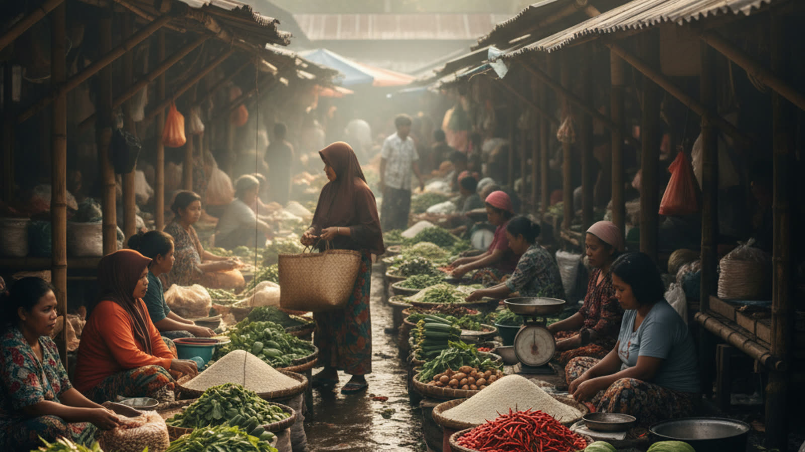 Suasana pasar tradisional di Jambi, Jambi