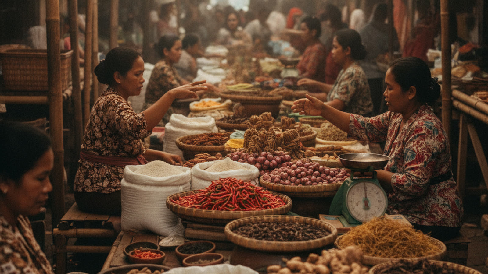 Suasana pasar tradisional di Malang, Jawa Timur